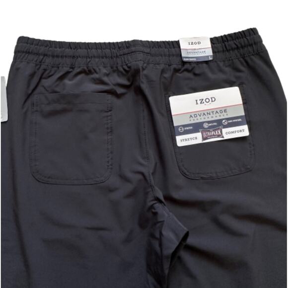 IZOD Mens Active Pants Black Advantage Performance Slim Tapered Fit Large NEW - Picture 6 of 12
